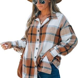 CUPSHE Women Long V Neck Oversized Shirt Blouse